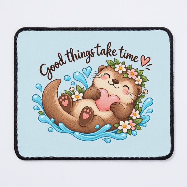 Item preview, Good Things Take Time Cute Otter Floral Watercolor Sticker designed and sold by StickyDelights.