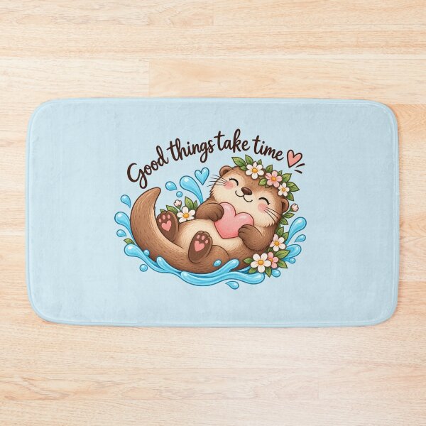 Item preview, Good Things Take Time Cute Otter Floral Watercolor Sticker designed and sold by StickyDelights.
