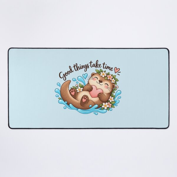 Item preview, Good Things Take Time Cute Otter Floral Watercolor Sticker designed and sold by StickyDelights.