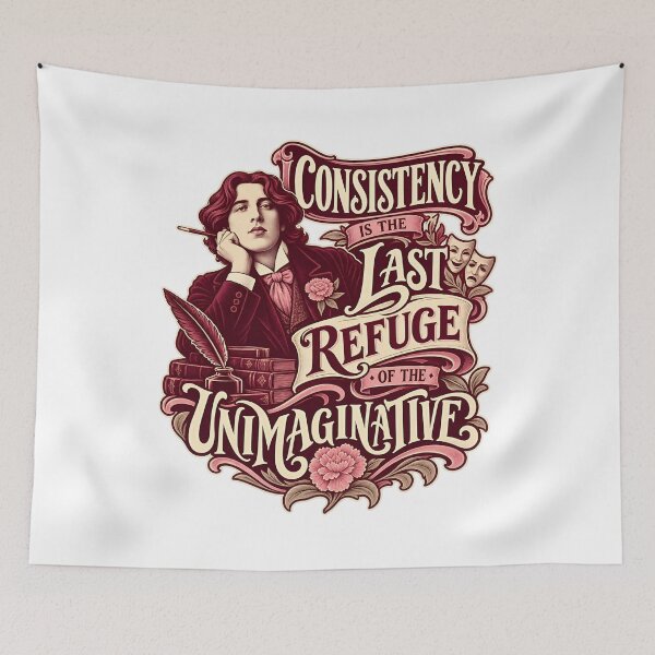 Item preview, Oscar Wilde Consistency Is the Last Refuge Quote designed and sold by Fenay Designs.