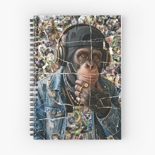 Item preview, Collage of a cool chimpanzee made out of 1000 chimpanzees images designed and sold by ataliarts.