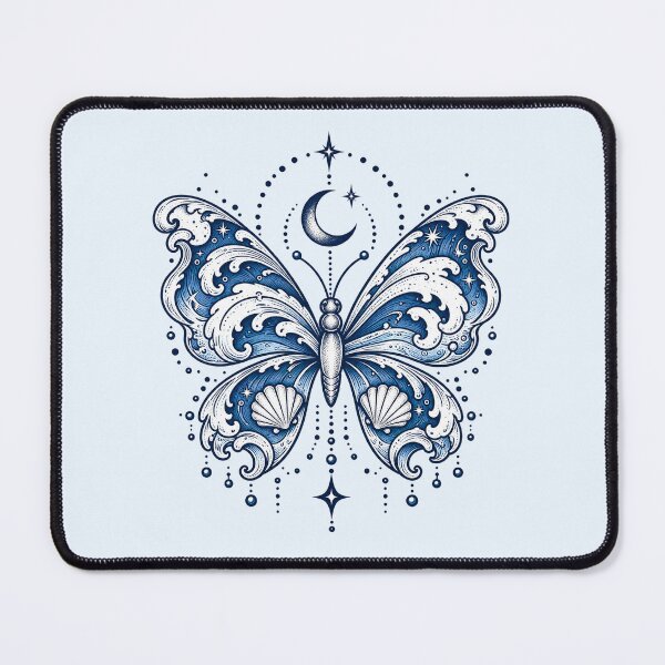 Item preview, Ocean Wave Butterfly Moon Celestial Sea Shells Art designed and sold by Dreamy Ocean Art.