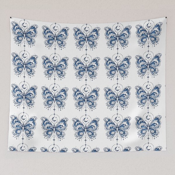 Item preview, Ocean Wave Butterfly Moon Celestial Sea Shells Art designed and sold by Dreamy Ocean Art.
