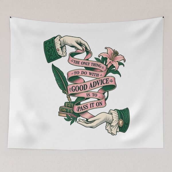 Item preview, Oscar Wilde Pass On Good Advice Ribbon Quote designed and sold by Fenay Designs.