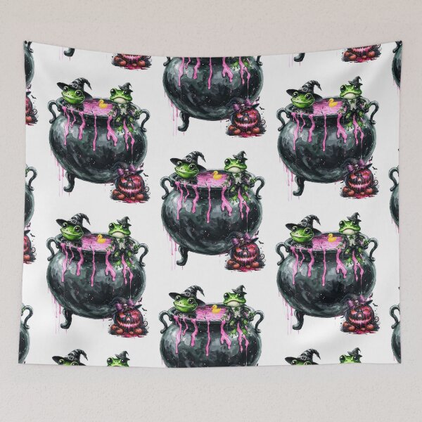 Item preview, Frogs Bathing in a Cauldron on Halloween Night designed and sold by Szpaku desart .