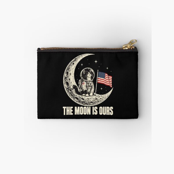 Item preview, moon cat astronaut patriotic space art with american flag designed and sold by ROUX-ART.