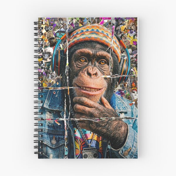 Item preview, Collage of a cool chimpanzee made out of 1000 chimpanzees images designed and sold by ataliarts.
