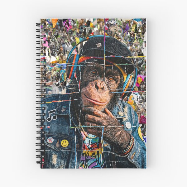 Item preview, Collage of a cool chimpanzee made out of 1000 chimpanzees images designed and sold by ataliarts.