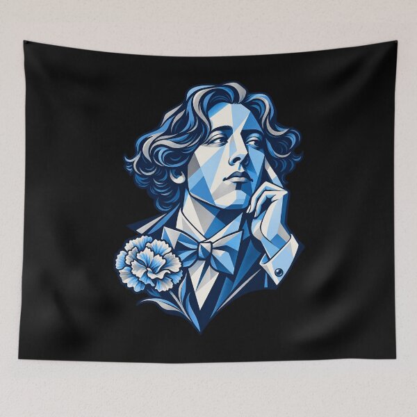 Item preview, Oscar Wilde Geometric Cobalt Portrait designed and sold by Fenay Designs.