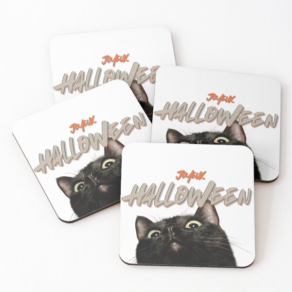 Item preview, Joyeux Halloween Chat Noir – Curieux de Nature, Black Cat & Hanging Spiders Cobweb designed and sold by AMBAYK.