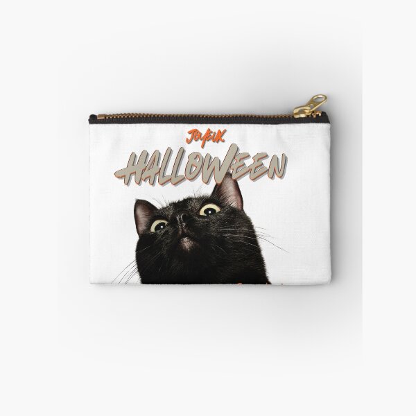 Item preview, Joyeux Halloween Chat Noir – Curieux de Nature, Black Cat & Hanging Spiders Cobweb designed and sold by AMBAYK.