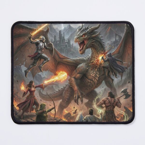 Item preview, Epic Dragon Battle - Fantasy Hero Party Art designed and sold by Lucid Dream Pixel.