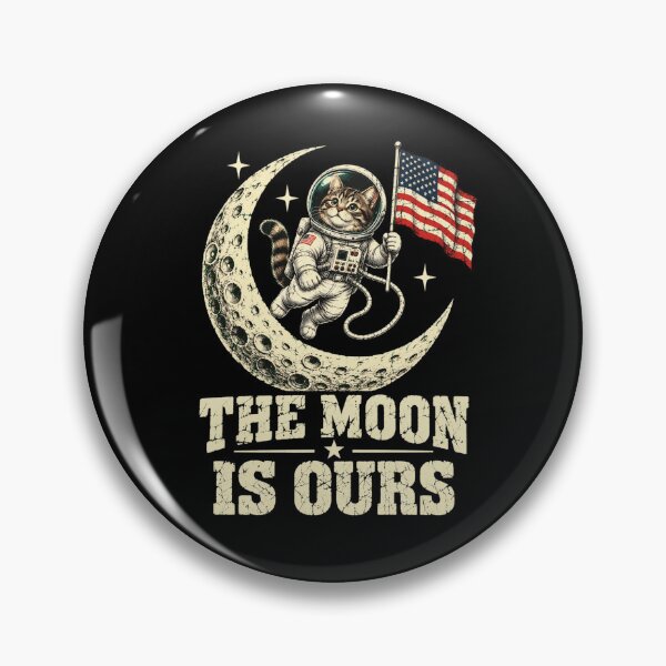 Item preview, moon cat astronaut patriotic space adventure art designed and sold by ROUX-ART.