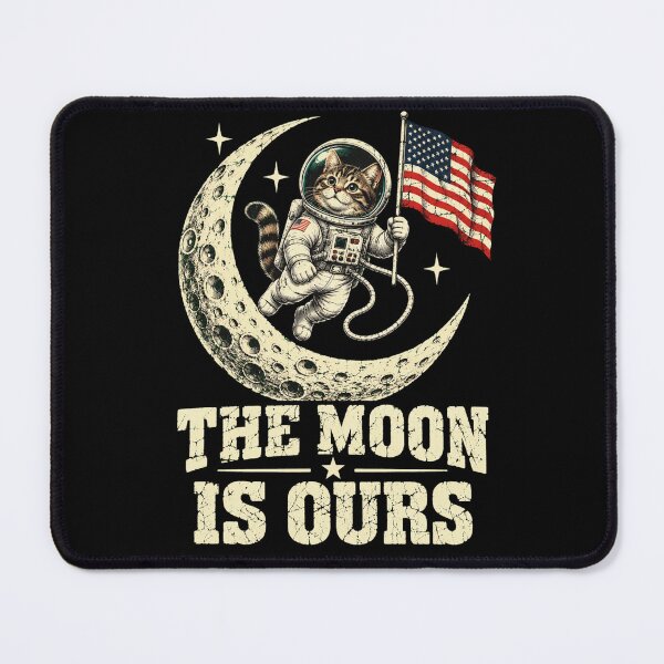 Item preview, moon cat astronaut patriotic space adventure art designed and sold by ROUX-ART.