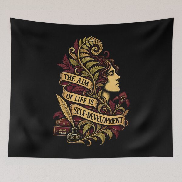 Item preview, Oscar Wilde Aim of Life Self-Development Quote designed and sold by Fenay Designs.