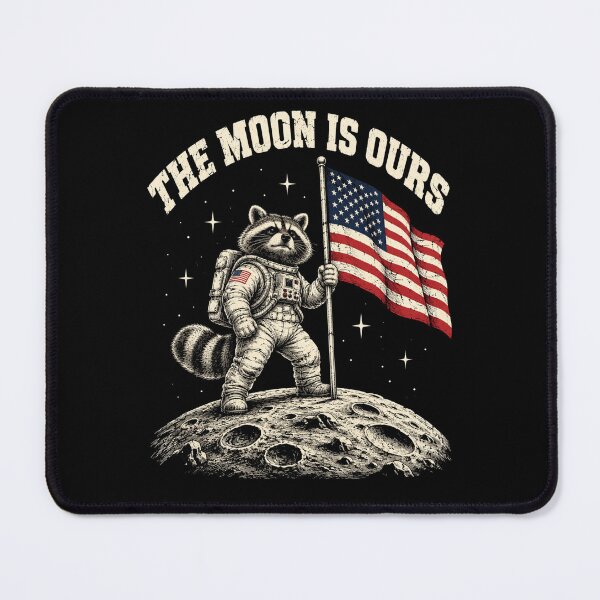 Item preview, Space Racoon Astronaut Flag on the Moon Patriotic Art designed and sold by ROUX-ART.