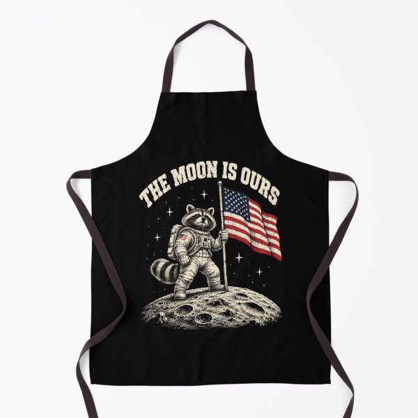 Item preview, Space Racoon Astronaut Flag on the Moon Patriotic Art designed and sold by ROUX-ART.