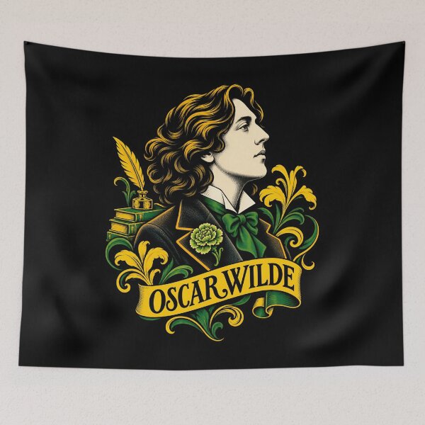 Item preview, Oscar Wilde Golden Profile with Green Bow designed and sold by Fenay Designs.