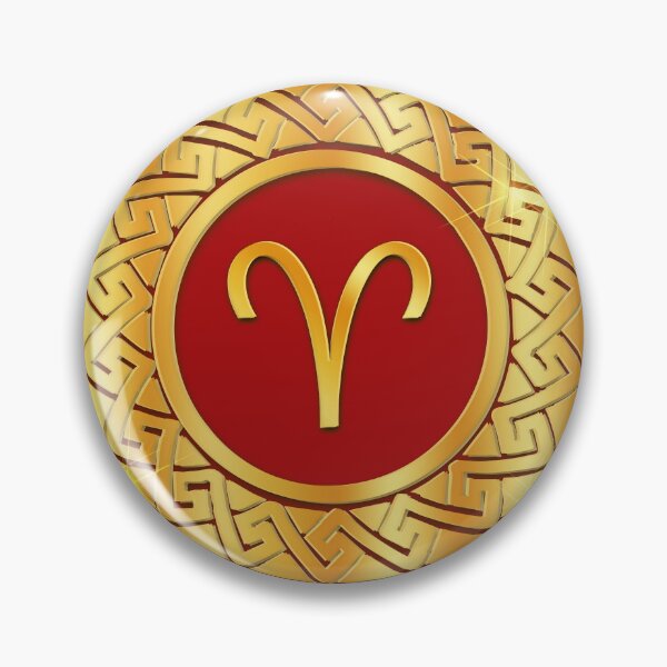 Item preview, Gold Aries Fire Zodiac Medallion (Red) designed and sold by Art-PraveenRai.