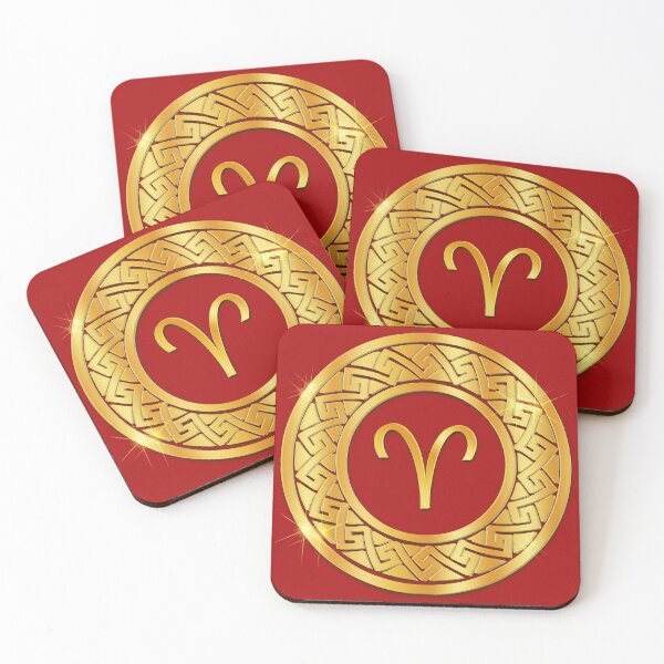Item preview, Gold Aries Fire Zodiac Medallion (Red) designed and sold by Art-PraveenRai.