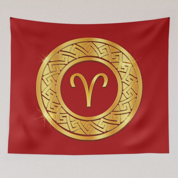 Item preview, Gold Aries Fire Zodiac Medallion (Red) designed and sold by Art-PraveenRai.