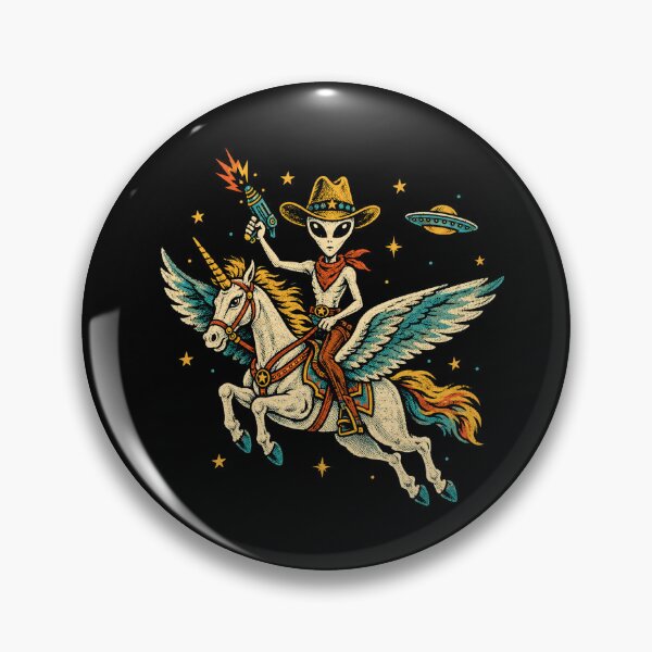 Item preview, Retro Alien Cowboy Riding Winged Unicorn Adventure designed and sold by Moizento.