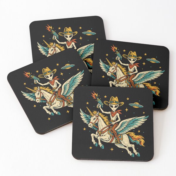 Item preview, Retro Alien Cowboy Riding Winged Unicorn Adventure designed and sold by Moizento.
