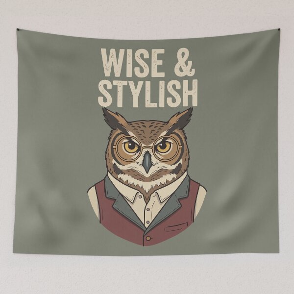 Item preview, Dapper Gentleman Owl Glasses Vest Wise And Stylish designed and sold by Amir Faysal.