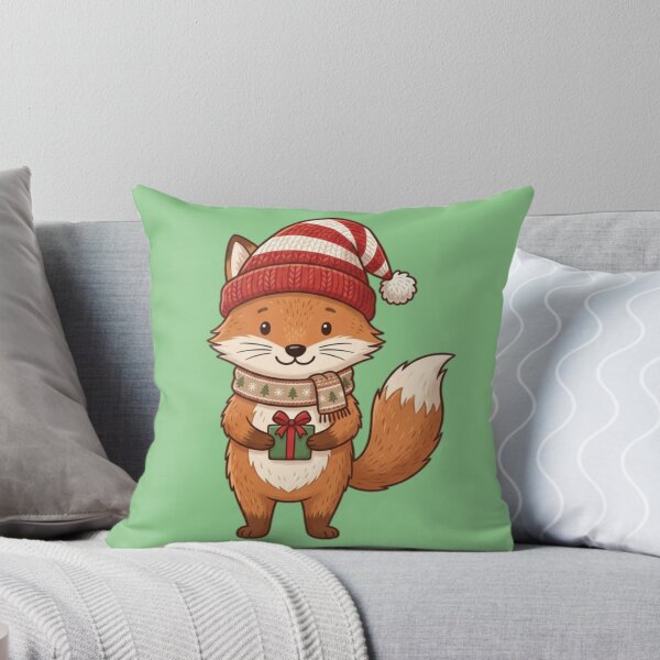 Item preview, Christmas Fox with a Festive Gift designed and sold by PunchDrop.