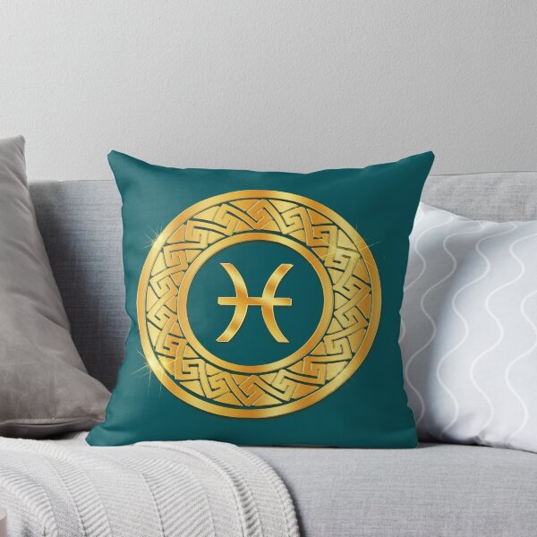 Item preview, Gold Pisces Water Zodiac Medallion (Teal) designed and sold by Art-PraveenRai.