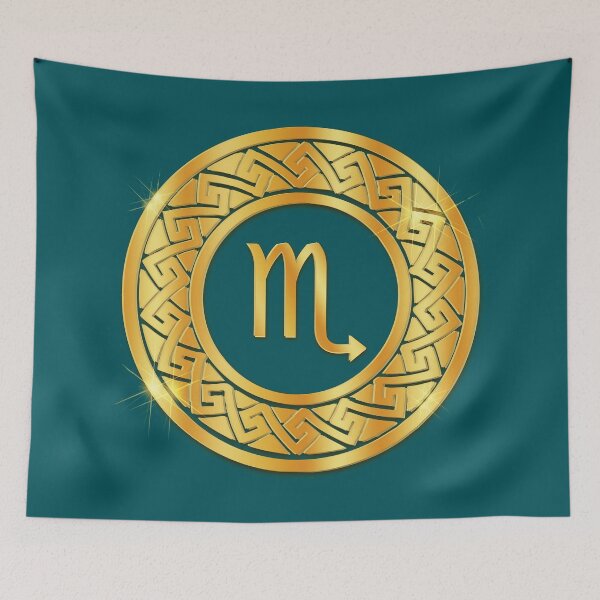 Item preview, Gold Scorpio Water Zodiac Medallion (Teal) designed and sold by Art-PraveenRai.
