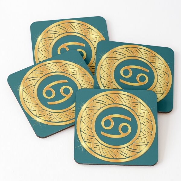 Item preview, Gold Cancer Water Zodiac Medallion (Teal) designed and sold by Art-PraveenRai.