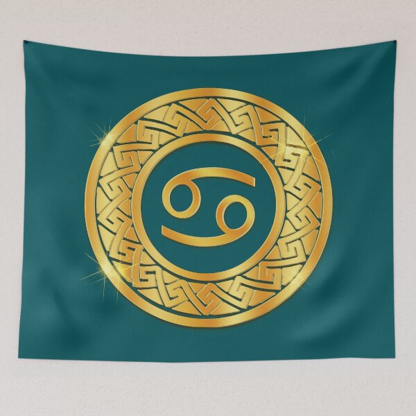 Item preview, Gold Cancer Water Zodiac Medallion (Teal) designed and sold by Art-PraveenRai.