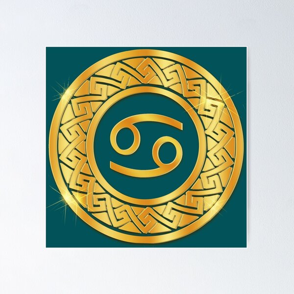 Item preview, Gold Cancer Water Zodiac Medallion (Teal) designed and sold by Art-PraveenRai.