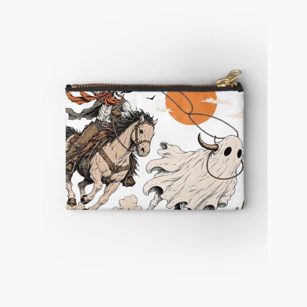 Item preview, Ghost Cowboy Roping a Ghost Bull - Vintage Western Halloween Illustration designed and sold by CreativeNest Prints.
