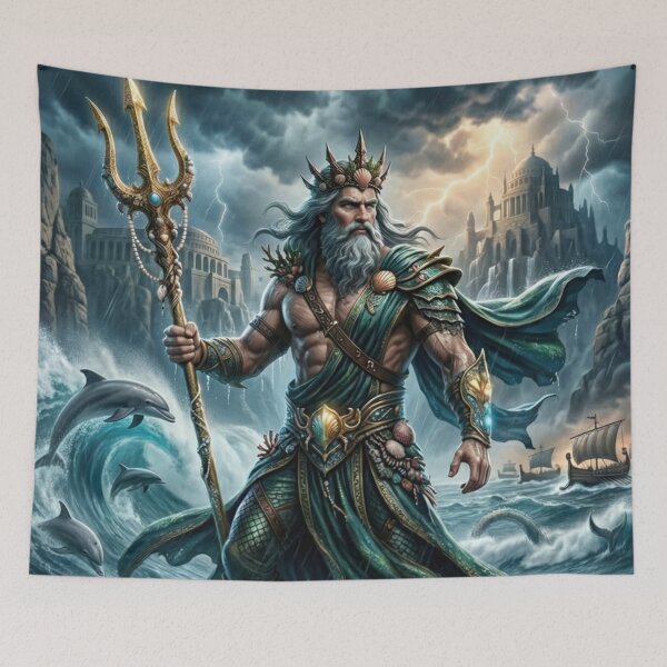 Item preview, Poseidon - God of the Sea Epic Fantasy Art designed and sold by Lucid Dream Pixel.