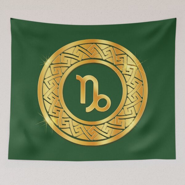Item preview, Gold Capricorn Earth Zodiac Medallion (Green) designed and sold by Art-PraveenRai.