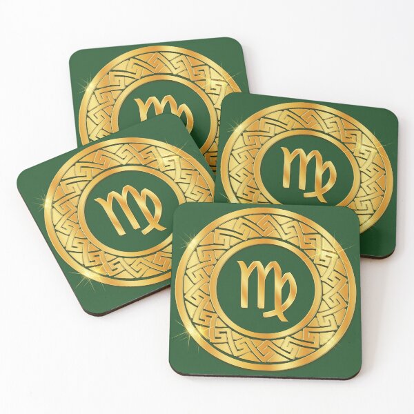 Item preview, Gold Virgo Earth Zodiac Medallion (Green) designed and sold by Art-PraveenRai.