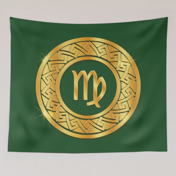 Item preview, Gold Virgo Earth Zodiac Medallion (Green) designed and sold by Art-PraveenRai.