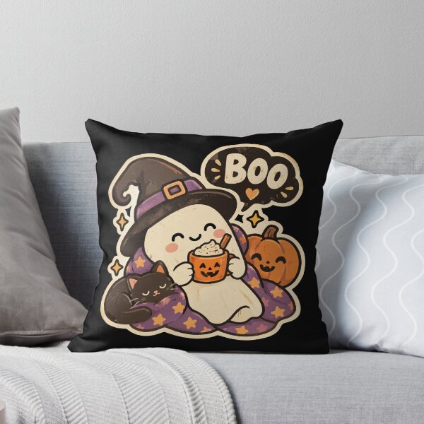 Item preview, Cute Halloween Introvert Ghost Sticker with Boo Coffee and Black Cat Design designed and sold by happyrays.