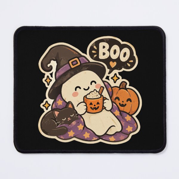 Item preview, Cute Halloween Introvert Ghost Sticker with Boo Coffee and Black Cat Design designed and sold by happyrays.