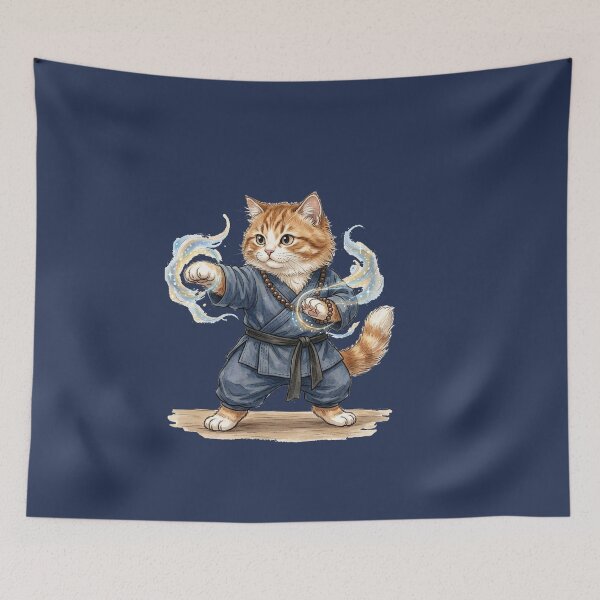 Item preview, Cute Fluffy Monk Cat - Funny Martial Arts RPG Fantasy Gamer Gift T-Shirt designed and sold by StreetNovaInk.