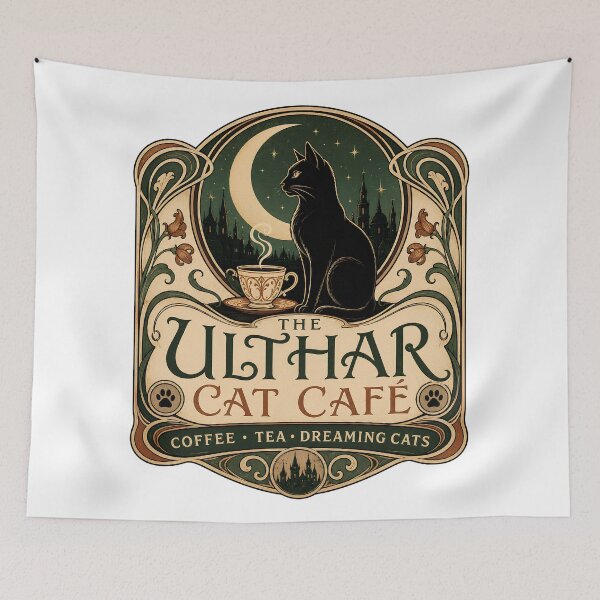 Item preview, The Ulthar Cat Café | Lovecraft Cats of Ulthar Dreamlands Vintage Art Nouveau designed and sold by Extravanganzza.