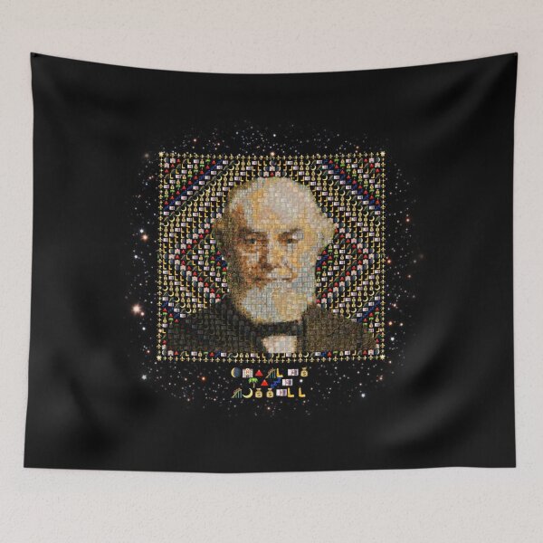 Item preview, Charles Taze Russell Emoji Mosaic Portrait – Cosmic Symbol Collage Art designed and sold by Emoji Emblems.