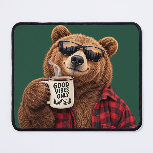 Item preview, Bear Good Vibes – Coffee & Mountain Outdoor Bear designed and sold by Sasas Design.