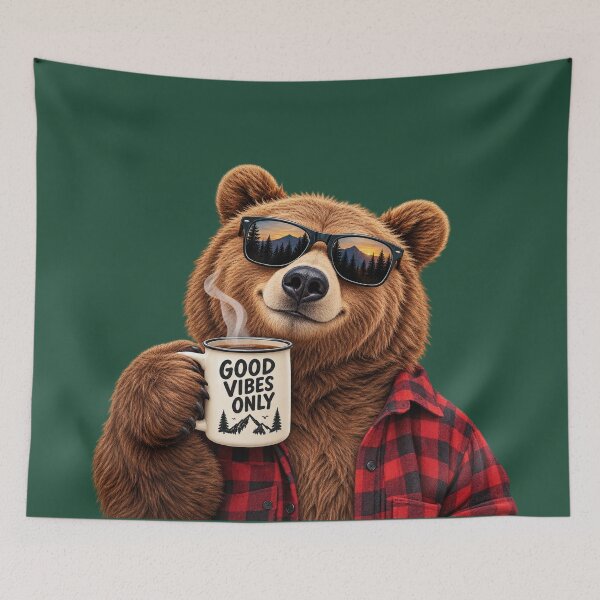 Item preview, Bear Good Vibes – Coffee & Mountain Outdoor Bear designed and sold by Sasas Design.