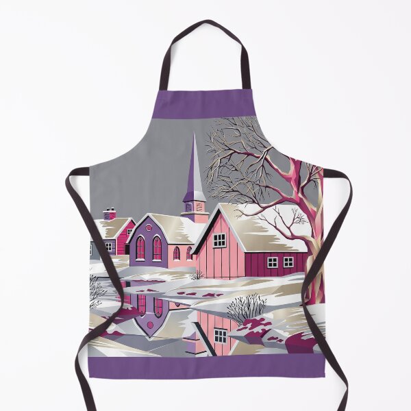 Item preview, Cosey Winter Village in Pink and Purple Glow designed and sold by ArtworkNorth.