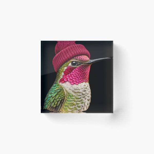 Item preview, Anna's Hummingbird Wearing Beanie Retro Birding Birder designed and sold by DianneShelton.