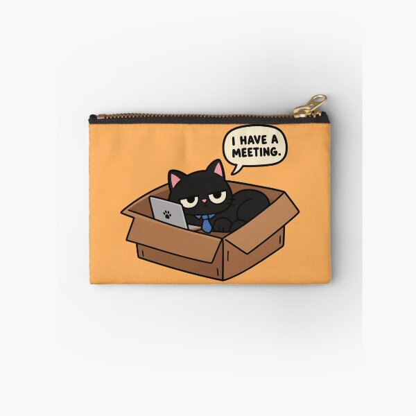 Item preview, Funny Black Cat Work Meeting in a Box Cartoon designed and sold by MewMade.