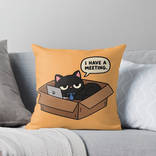 Item preview, Funny Black Cat Work Meeting in a Box Cartoon designed and sold by MewMade.